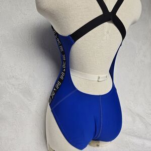 Nike Swim Blue Competitive Bikini Women 8 Performance Sports Open Back One Piece